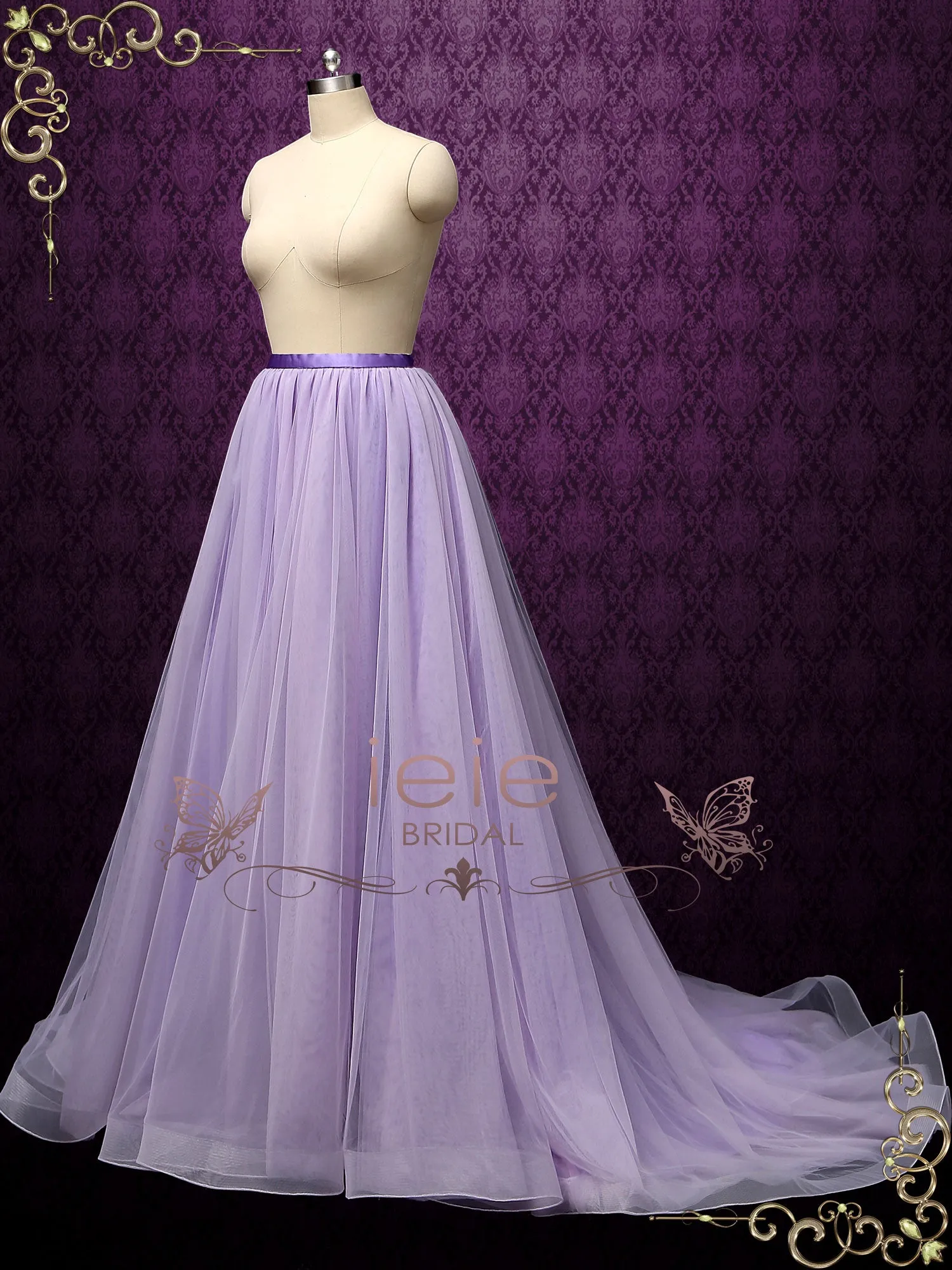 Purple Tulle Skirt with Horsehair Hem ZARIA