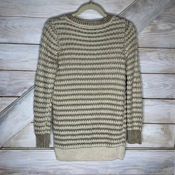 RAG &amp; BONE  Gold Metallic LAURA Sweater V Neck Pullover