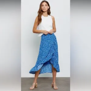Rails Nova Skirt Cobalt Floating Daisies Royal Blue Ditsy Floral Wrap Midi XS