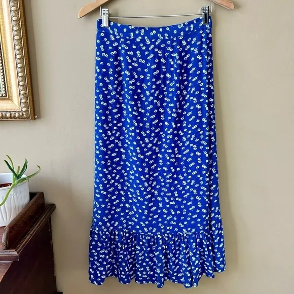Rails Nova Skirt Cobalt Floating Daisies Royal Blue Ditsy Floral Wrap Midi XS