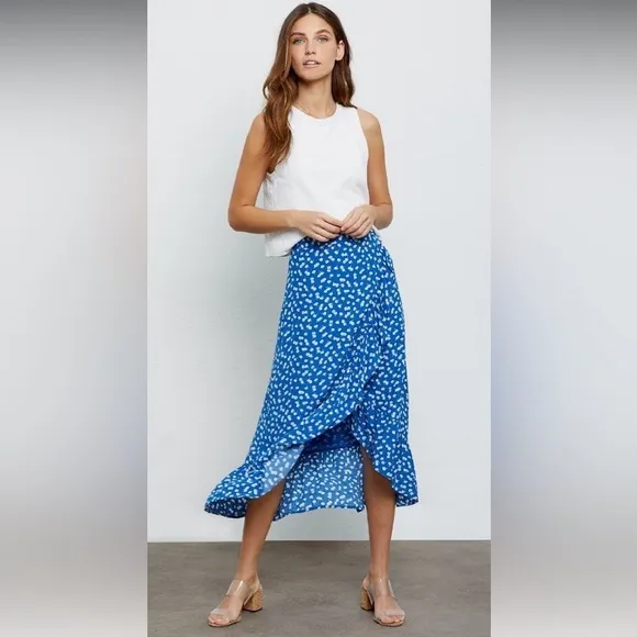 Rails Nova Skirt Cobalt Floating Daisies Royal Blue Ditsy Floral Wrap Midi XS