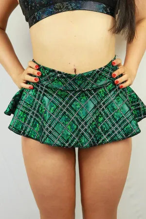 Rarr Mid Waisted Skort - Green Tartan