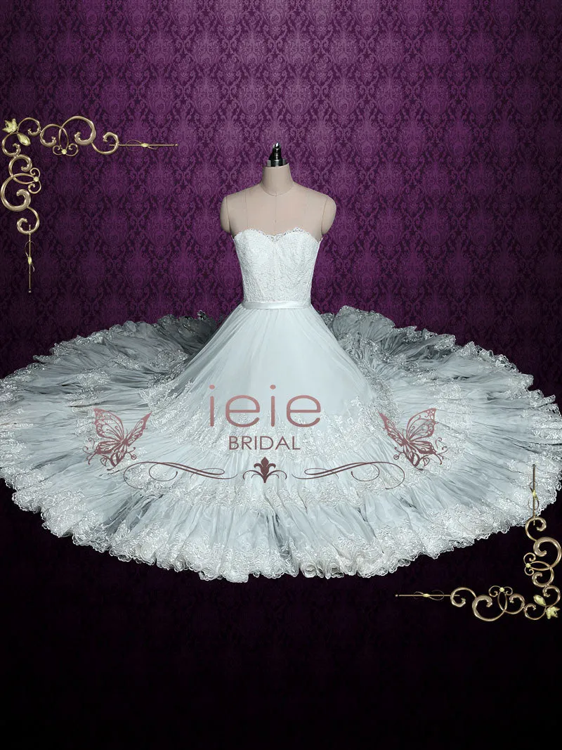 Ready to Wear Strapless Chiffon Boho Wedding Dress with Full Skirt NICOLA
