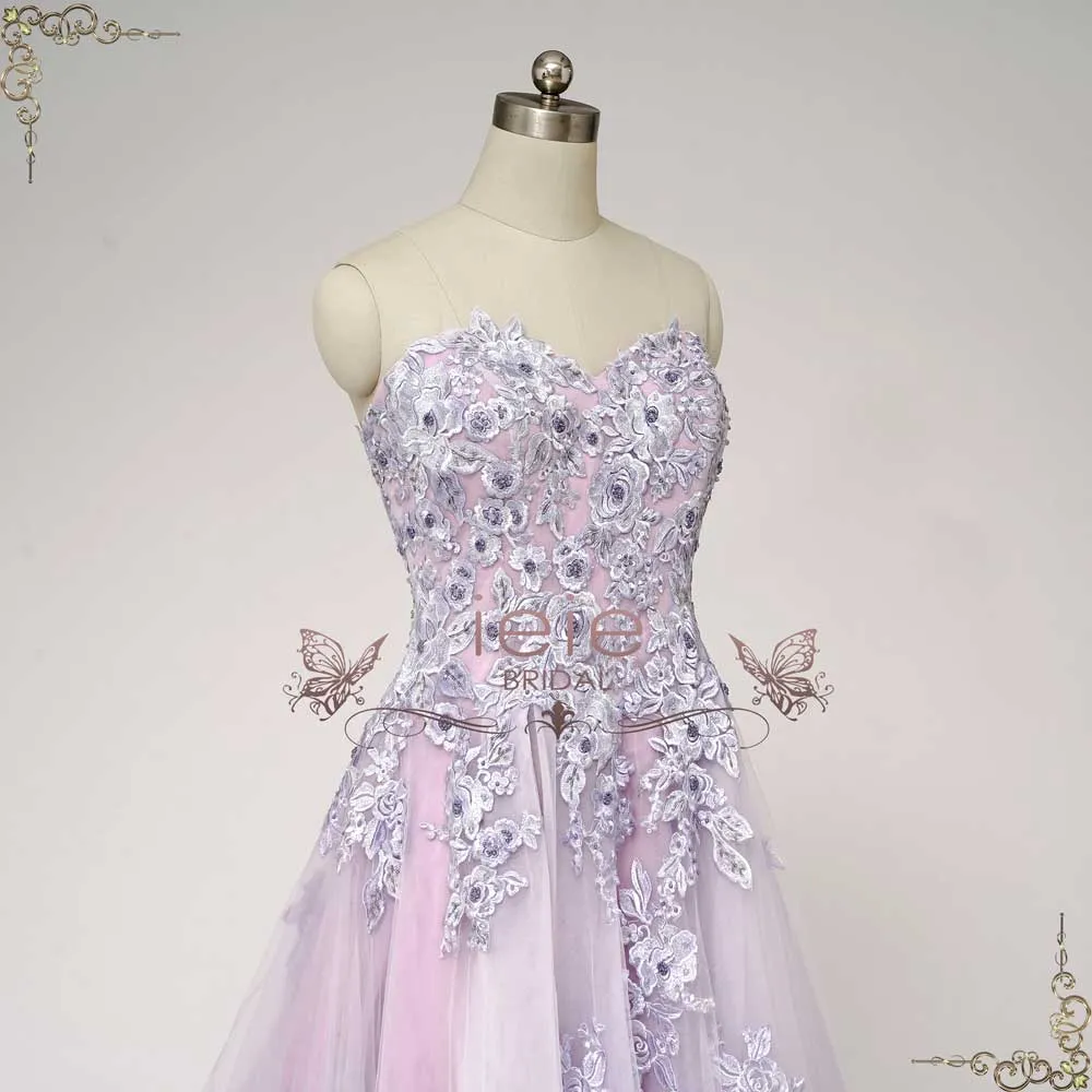 Ready to Wear Strapless Purple Lace Wedding Dress ZORANA
