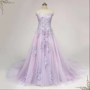 Ready to Wear Strapless Purple Lace Wedding Dress ZORANA
