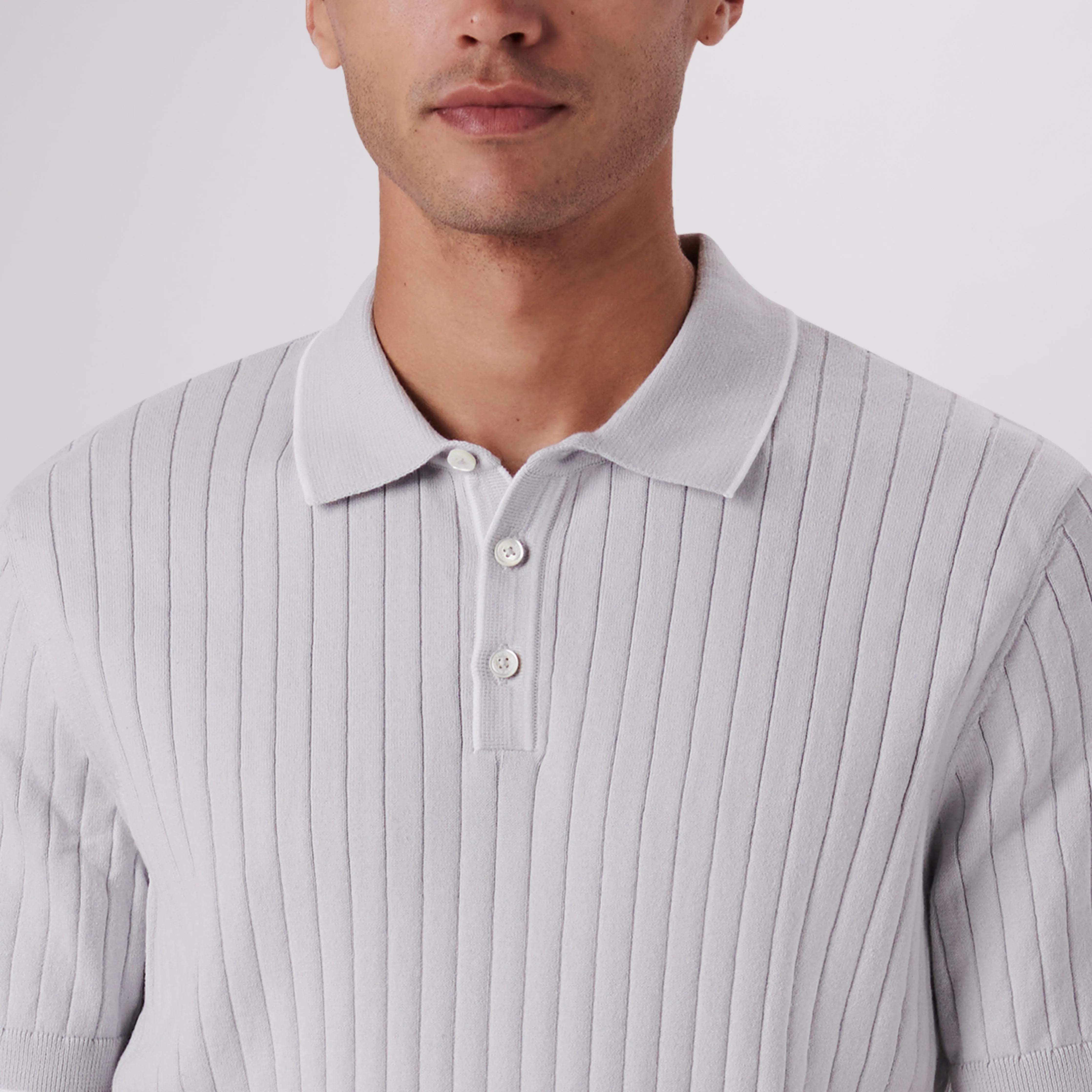 Rib Knit Short Sleeve Polo Sweater
