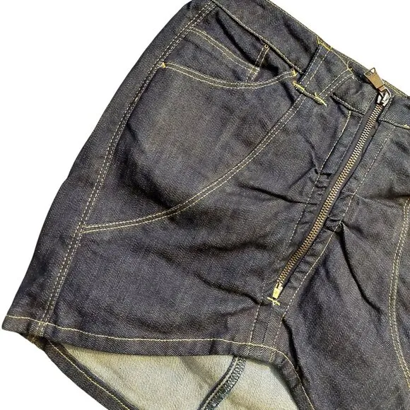 Richmond Ruched Denim Mini Pencil Skirt w/Zipper High Asymmetric Front Sz 42 NWT