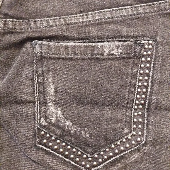 Richmond Studded Distressed Black Denim Mini Skirt Sz 42 NWT