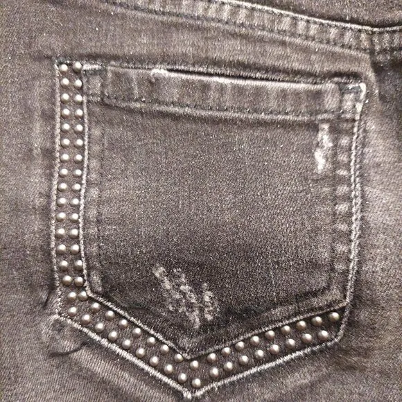 Richmond Studded Distressed Black Denim Mini Skirt Sz 42 NWT