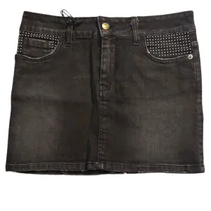 Richmond Studded Distressed Black Denim Mini Skirt Sz 42 NWT