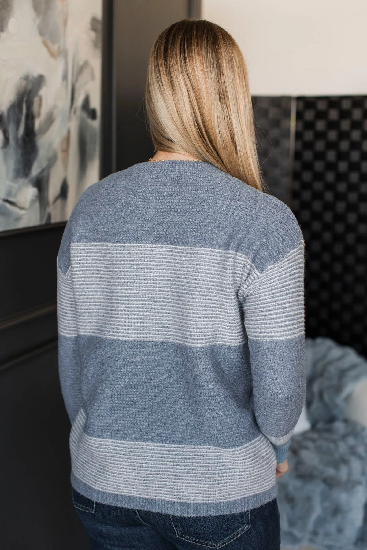Right Back To You Knit Sweater- Denim