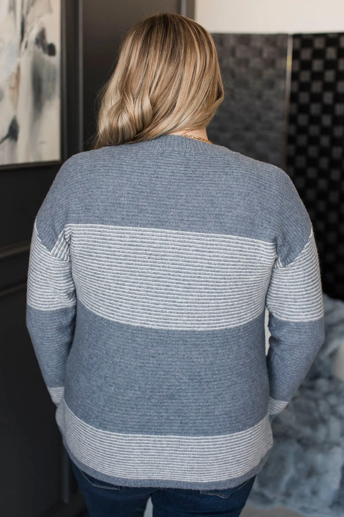 Right Back To You Knit Sweater- Denim