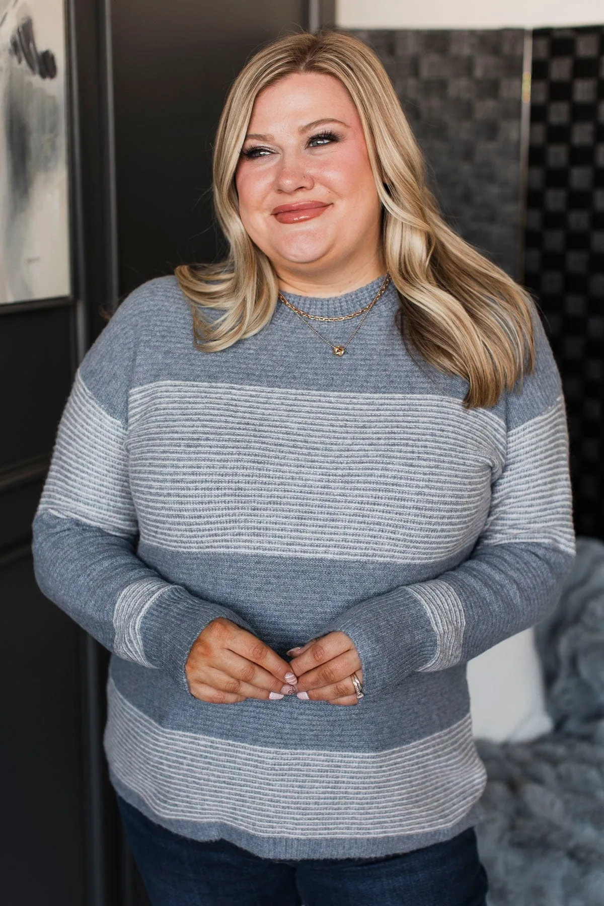Right Back To You Knit Sweater- Denim
