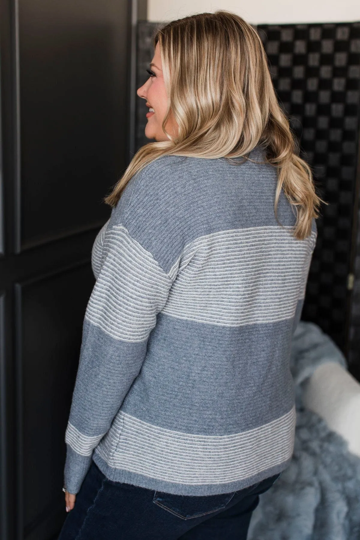 Right Back To You Knit Sweater- Denim
