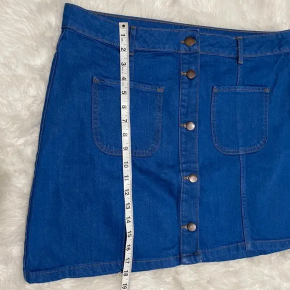 River Island DENIM BUTTON-UP A-LINE SKIRT with pockets Size UK 18 = US 14