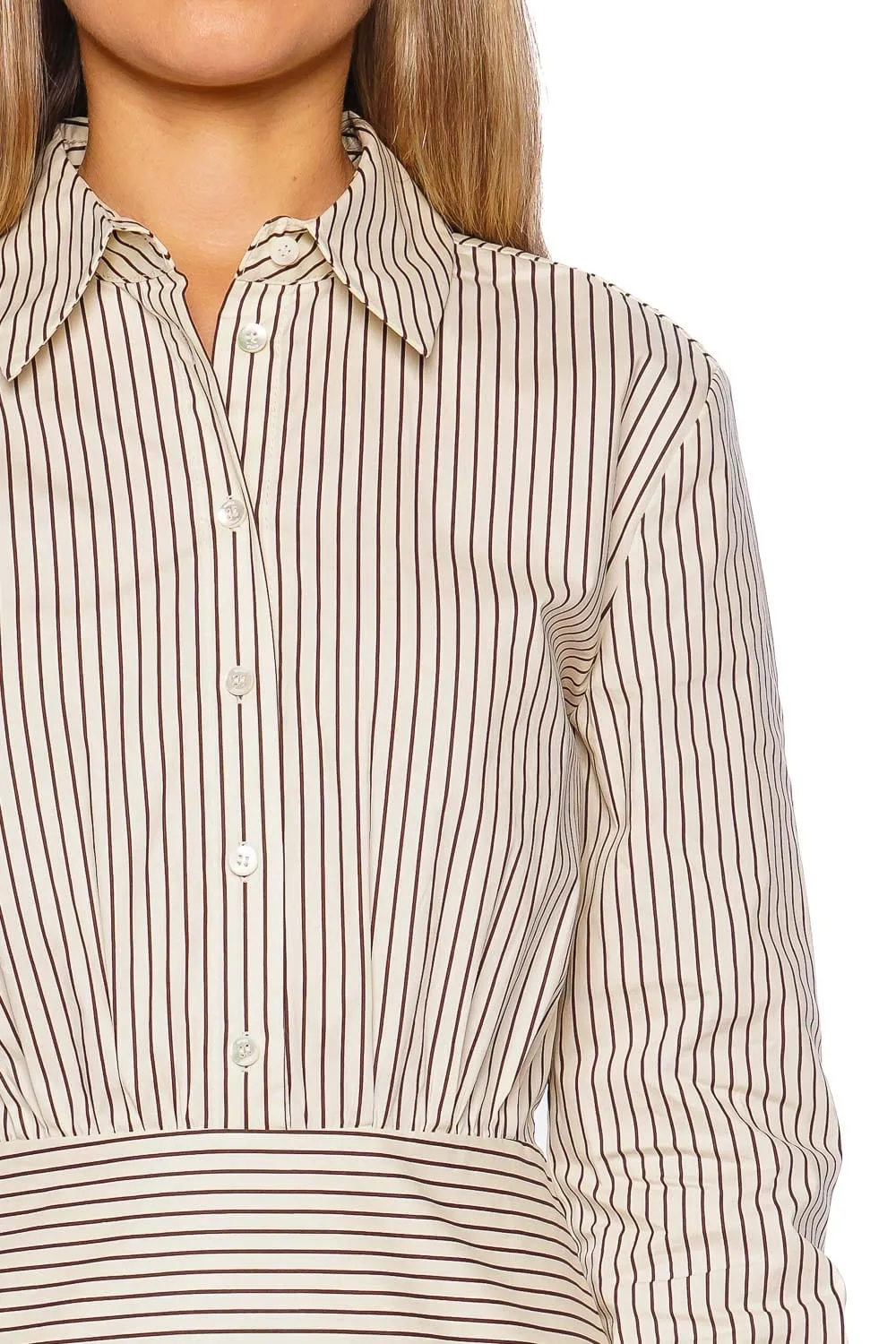 Rocco Striped Cotton Mini Shirt Dress