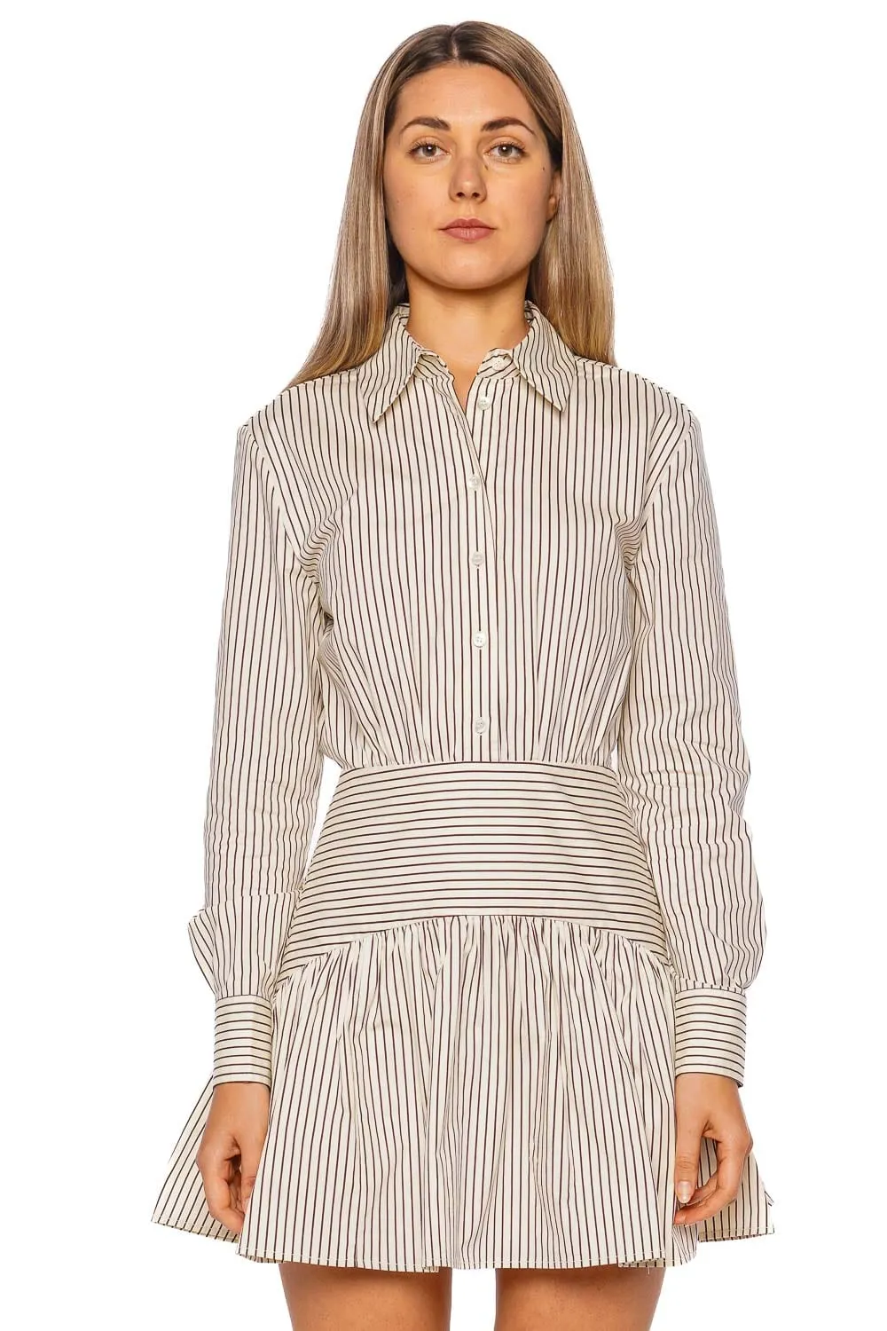 Rocco Striped Cotton Mini Shirt Dress