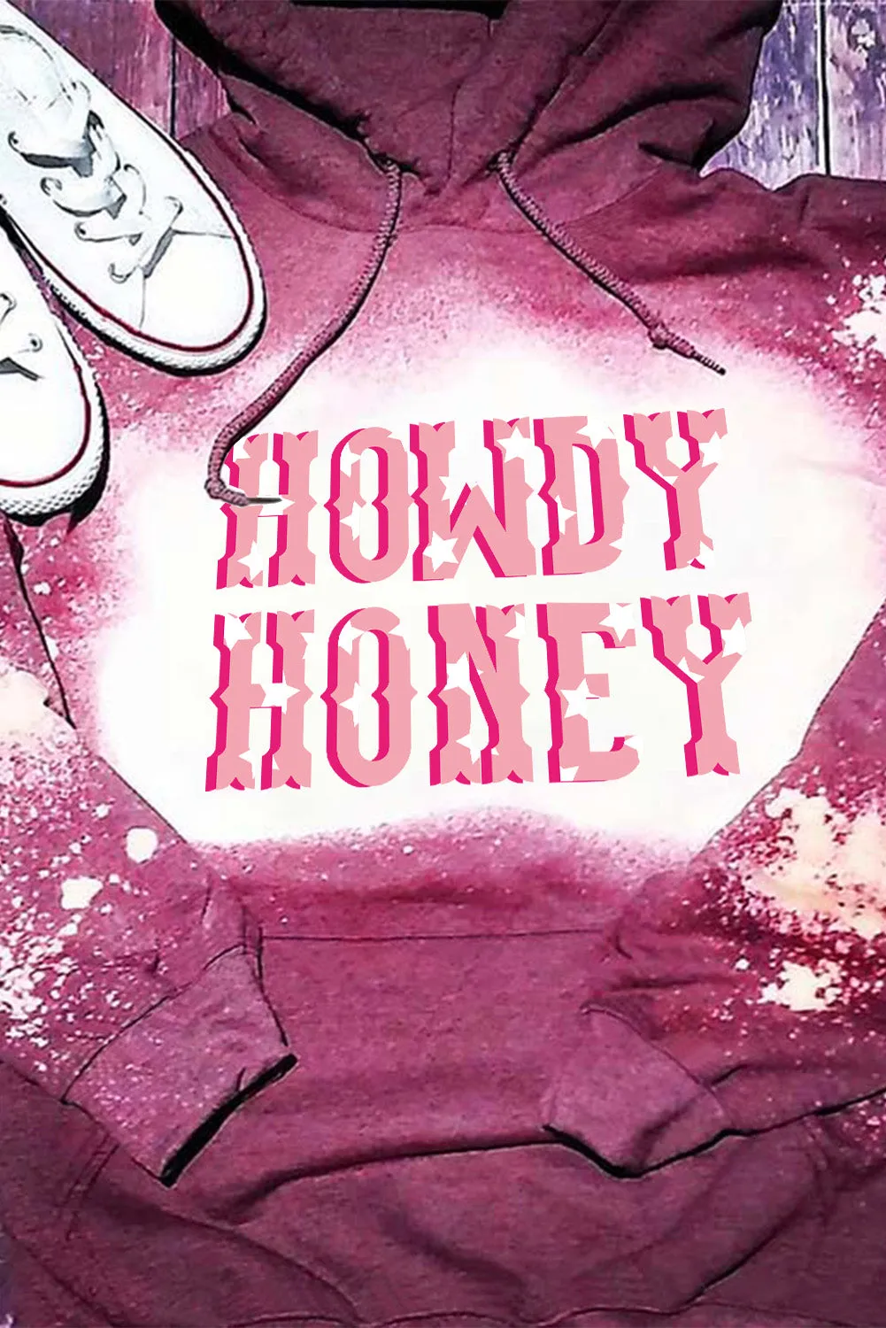 Rose Bleached Leopard HOWDY HONEY Pocketed Hoodie