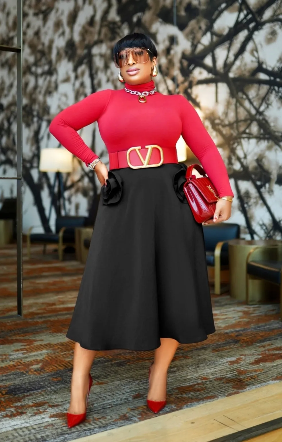 Rosette Perfection- Midi Pleats Skirt (NEW! 2 colors!)