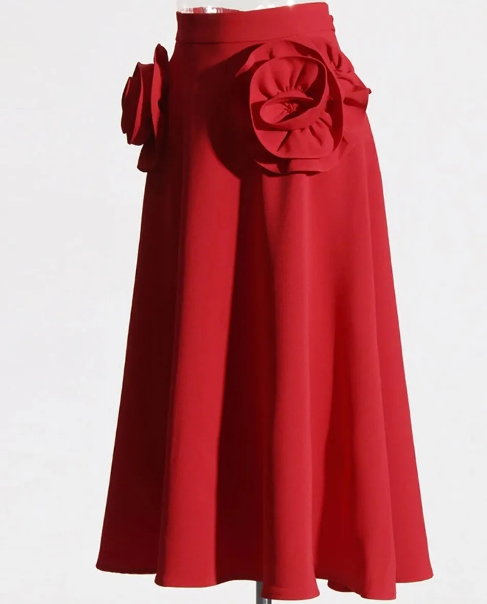 Rosette Perfection- Midi Pleats Skirt (NEW! 2 colors!)