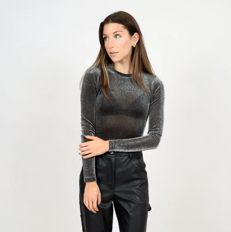 Rossie High Neck Glitter Bodysuit