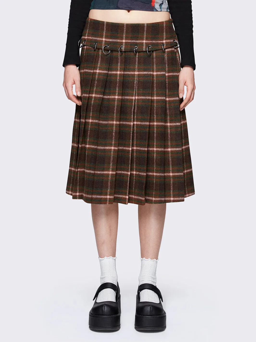 ROWAN PLAID MIDI SKIRT