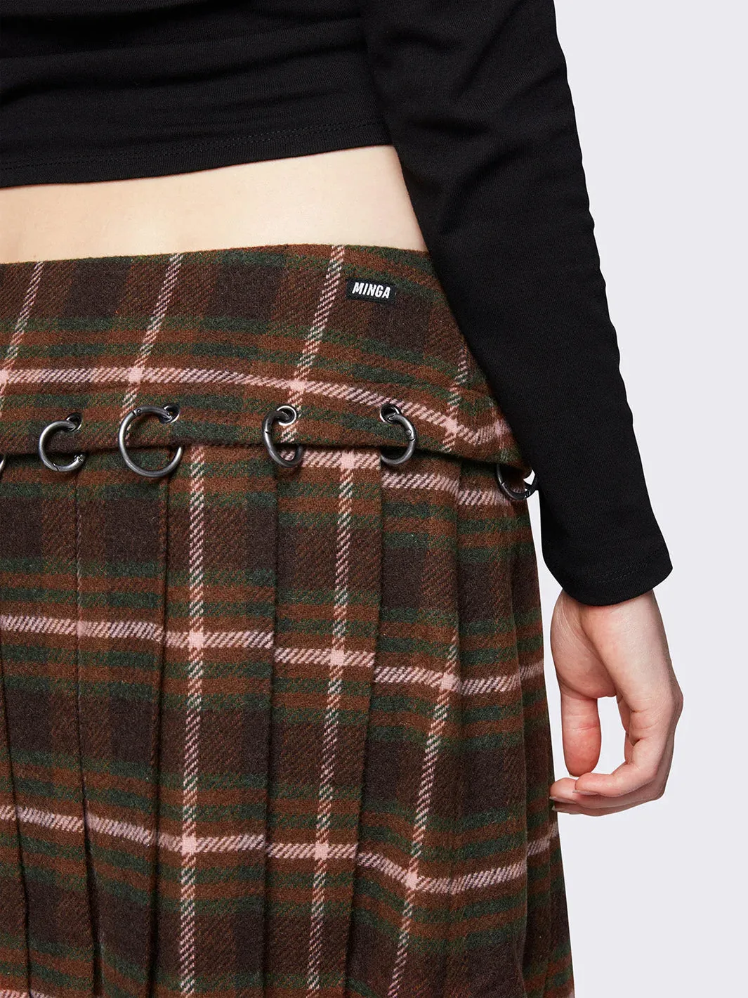 ROWAN PLAID MIDI SKIRT