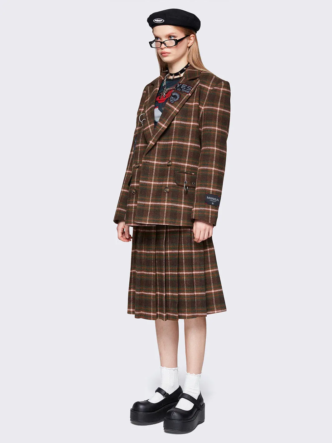 ROWAN PLAID MIDI SKIRT