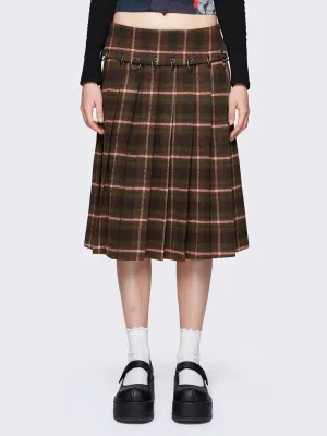ROWAN PLAID MIDI SKIRT