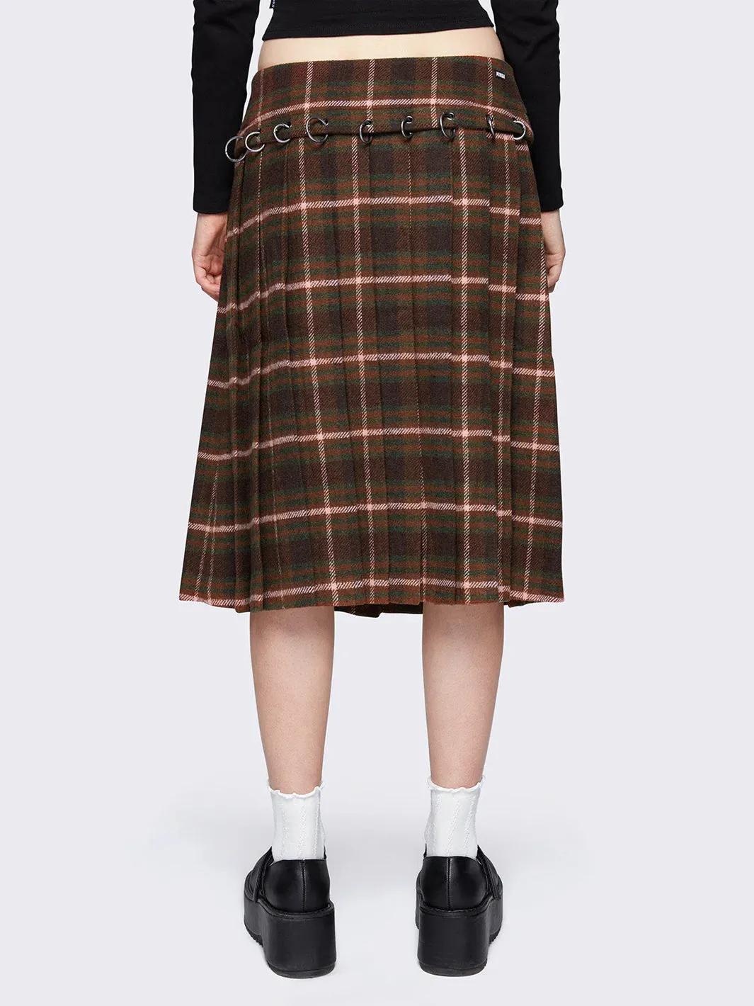 ROWAN PLAID MIDI SKIRT