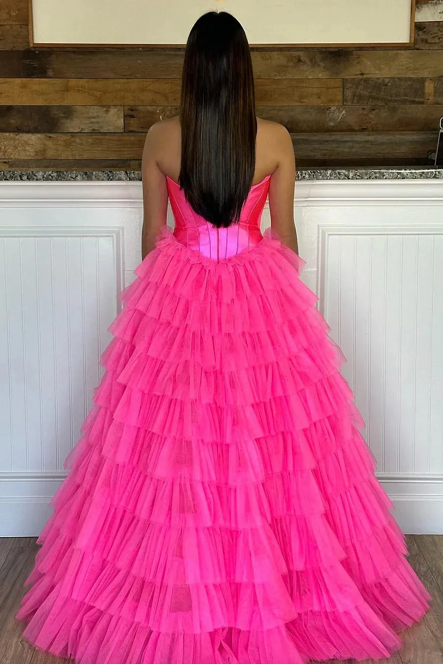 Roycebridal Harmony |A-Line Sweetheart Tiered Tulle Prom Dress with Slit