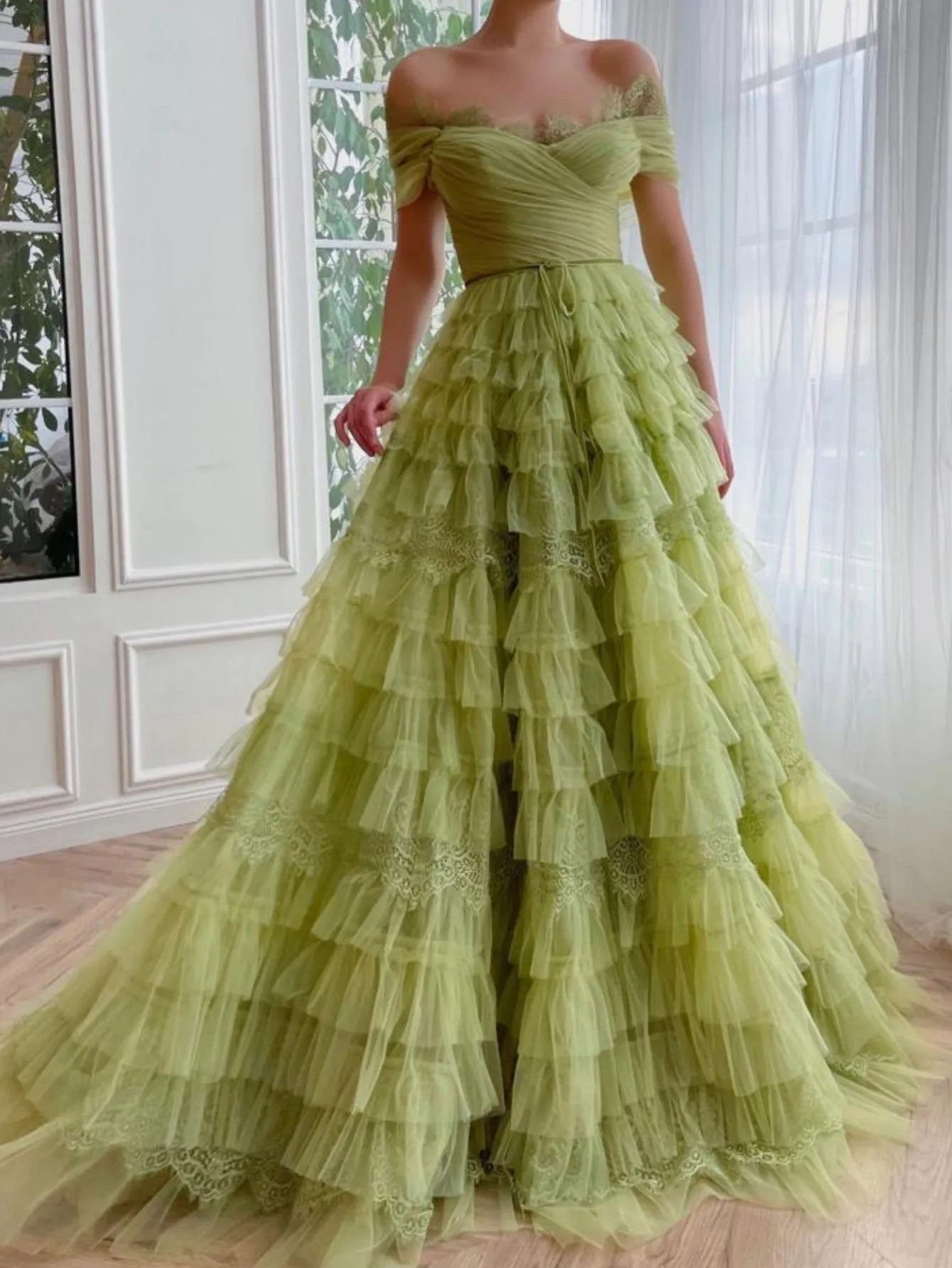 Roycebridal Sylvie |A Line Off the Shoulder Tulle Prom Dress
