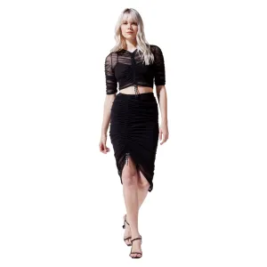 Ruched Mesh Skirt - Shade in Black