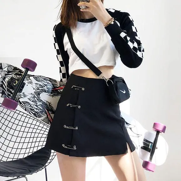 Safety Pin High Waist Skirt SD00335
