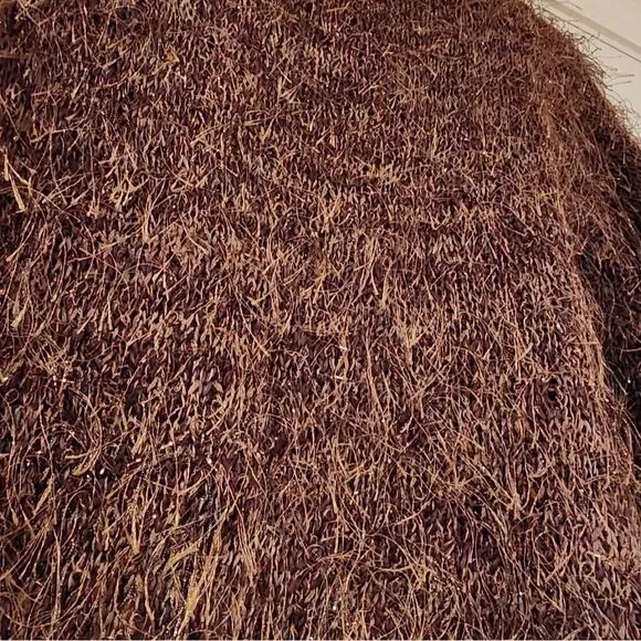 Shepatin vintage stringy knit brown cardigan sweater