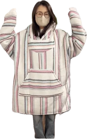 Sherpa Lined Drug Rug Wearable Blanket Baja Hoodie