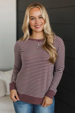 Sign Of The Times Striped Top- Marsala