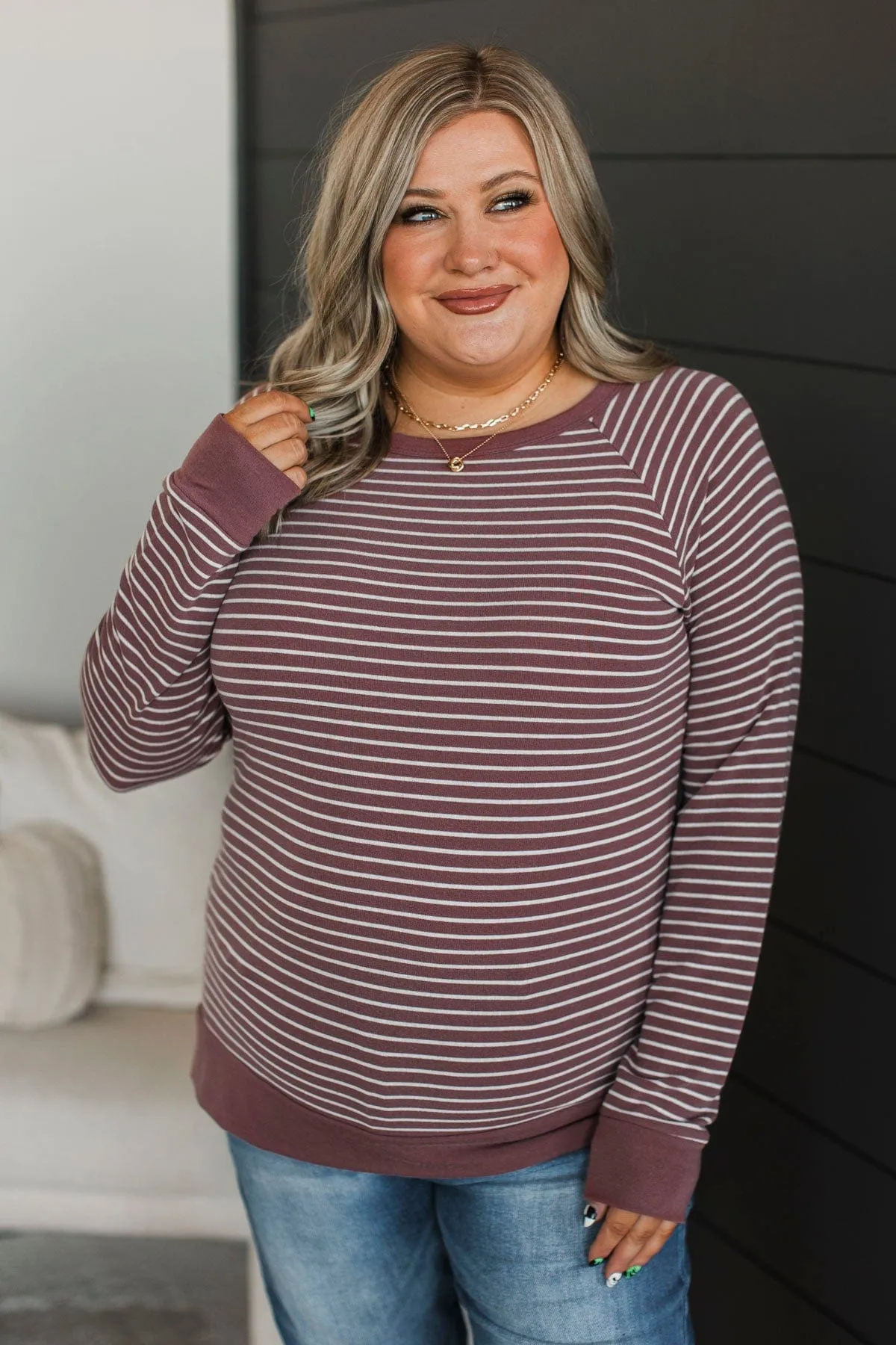 Sign Of The Times Striped Top- Marsala