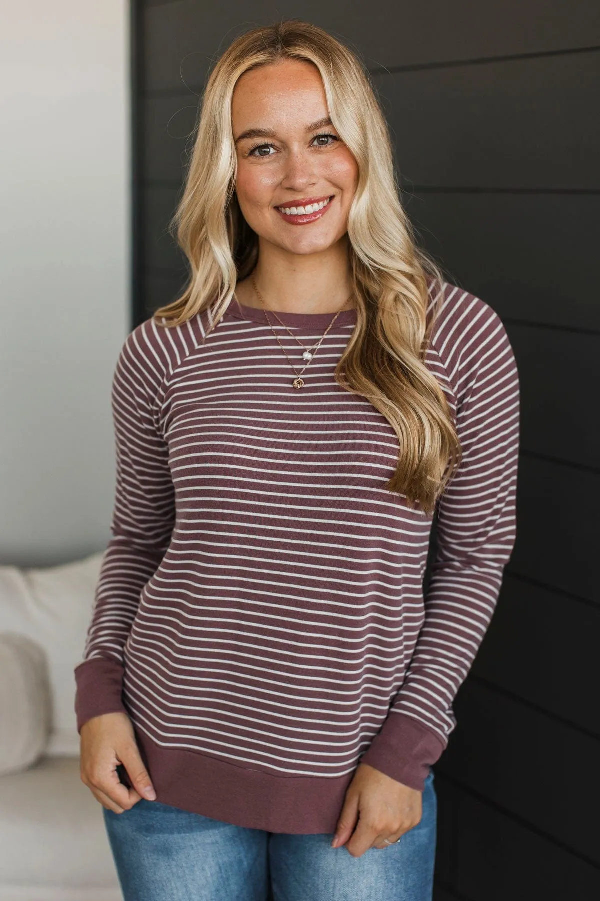 Sign Of The Times Striped Top- Marsala