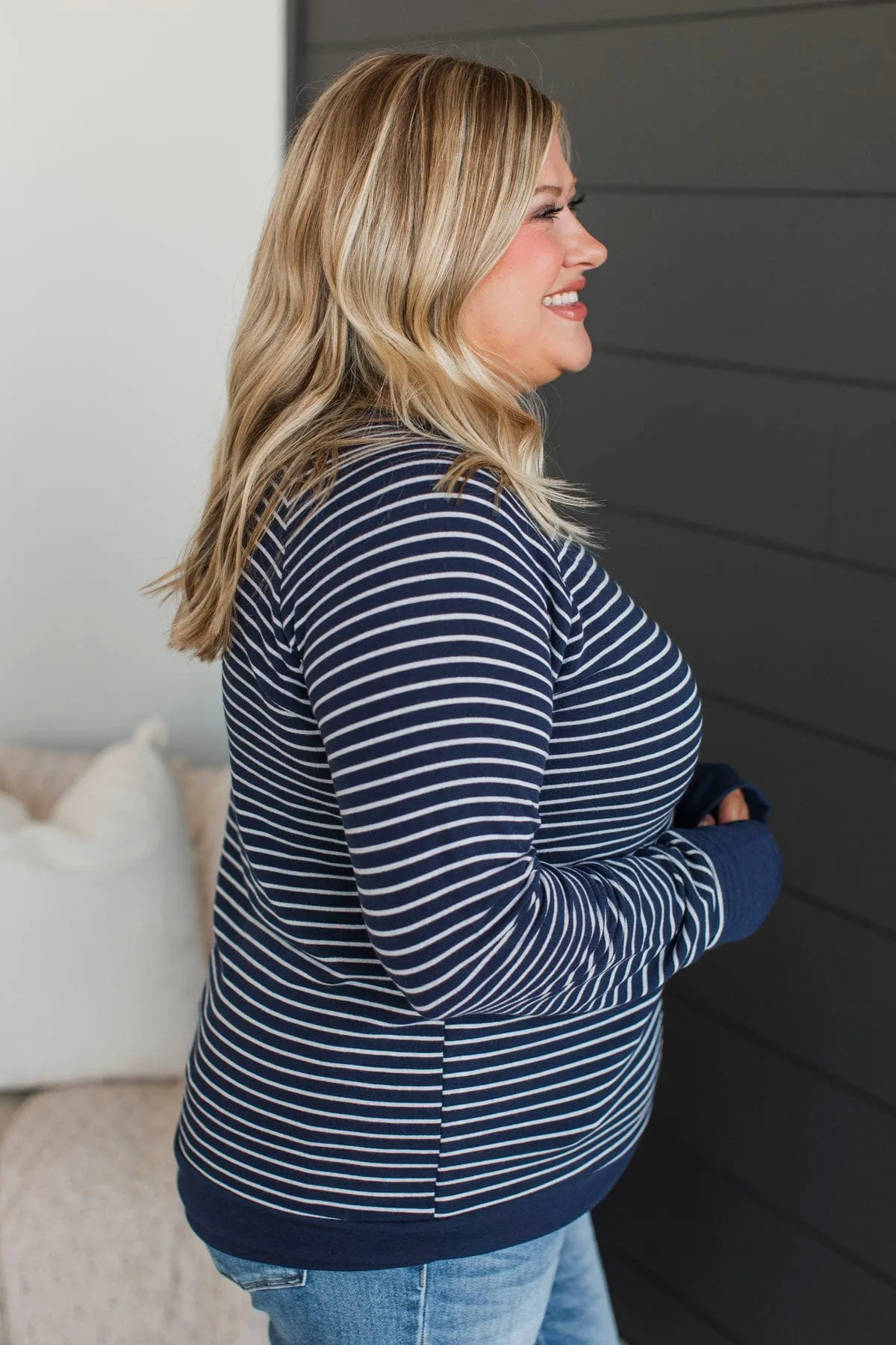 Sign Of The Times Striped Top- Navy