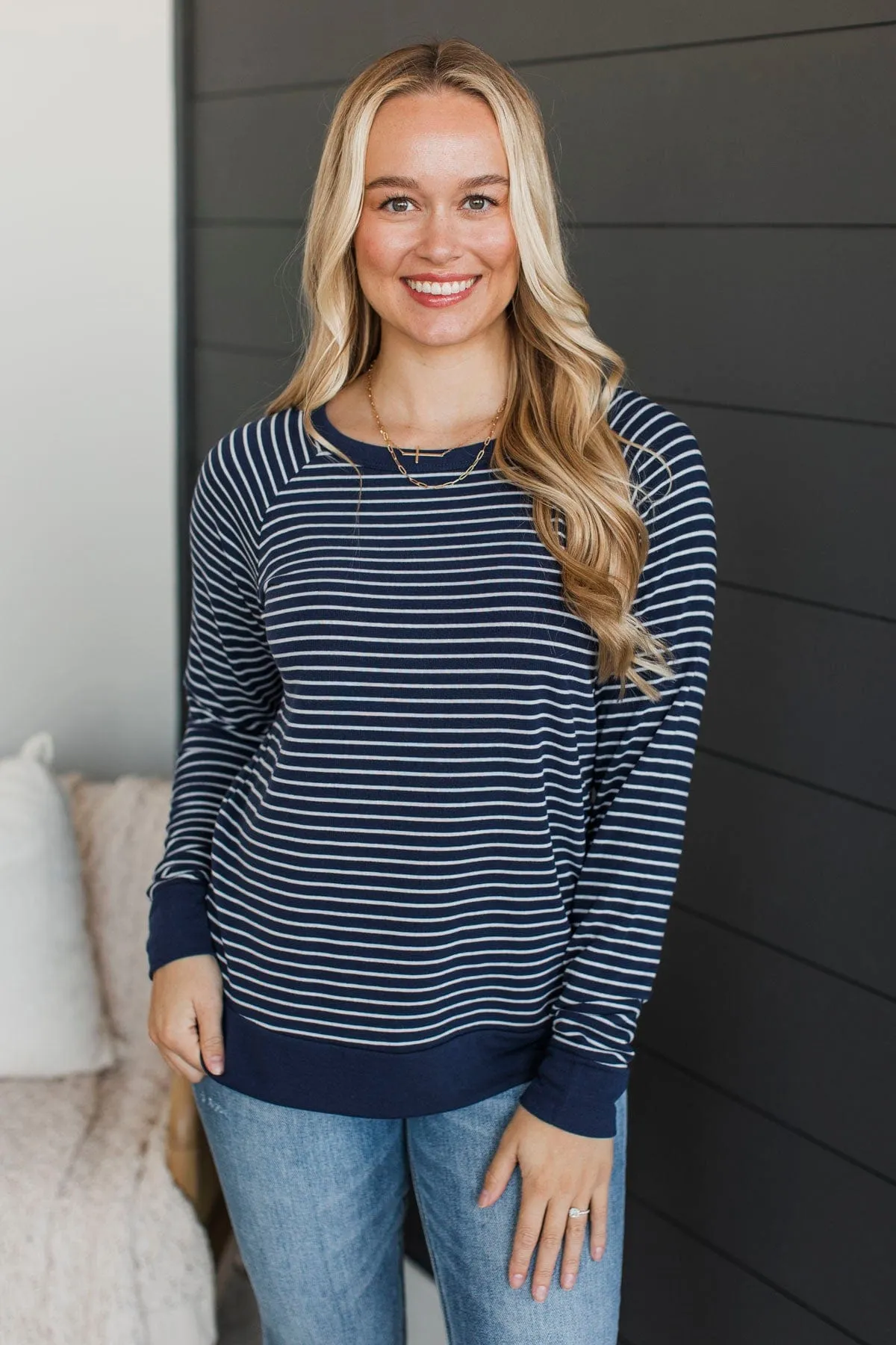 Sign Of The Times Striped Top- Navy