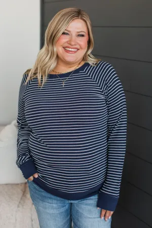 Sign Of The Times Striped Top- Navy