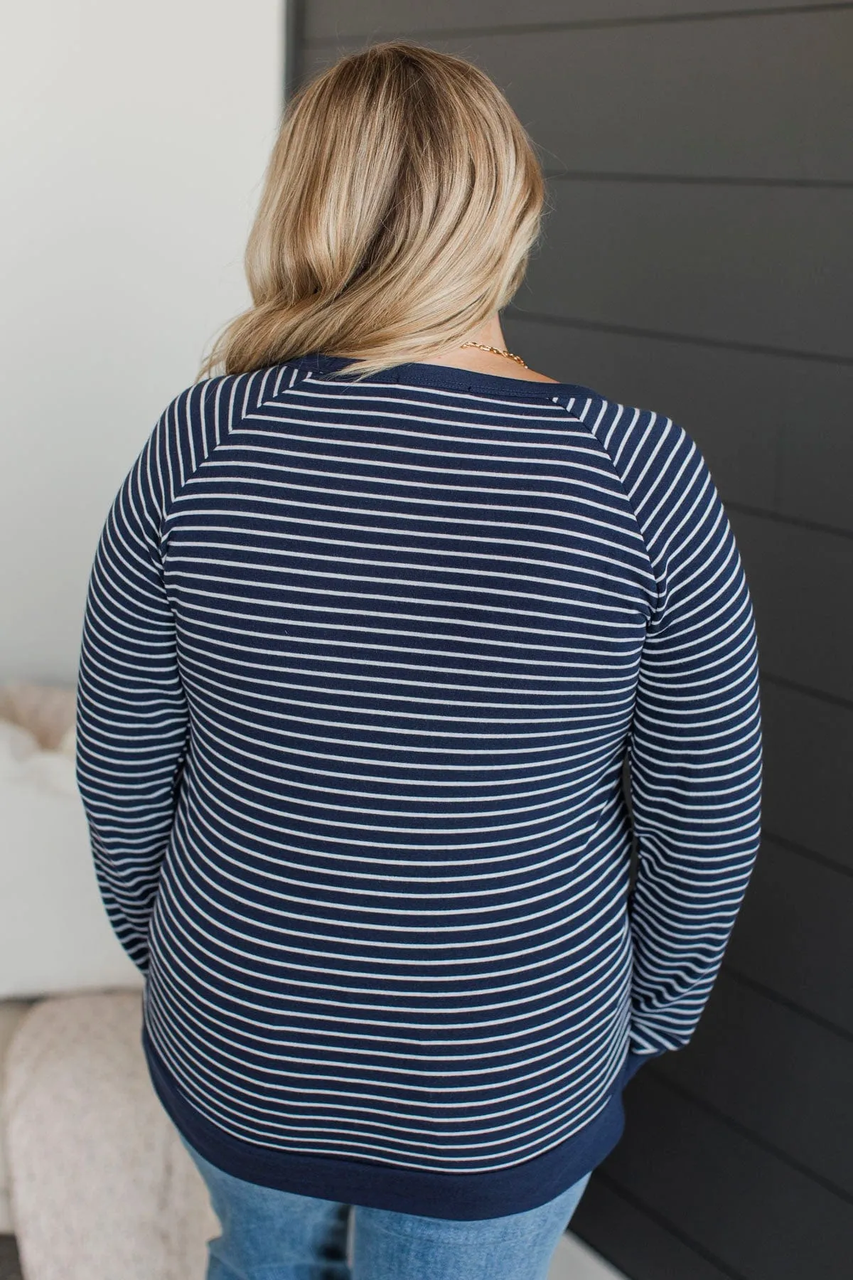 Sign Of The Times Striped Top- Navy