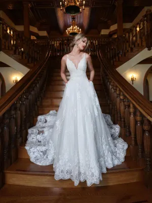 Size 14 Ashley & Justin 10714 Diamond White Gown