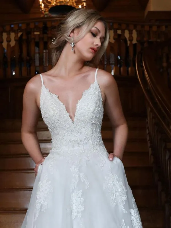 Size 14 Ashley & Justin 10714 Diamond White Gown