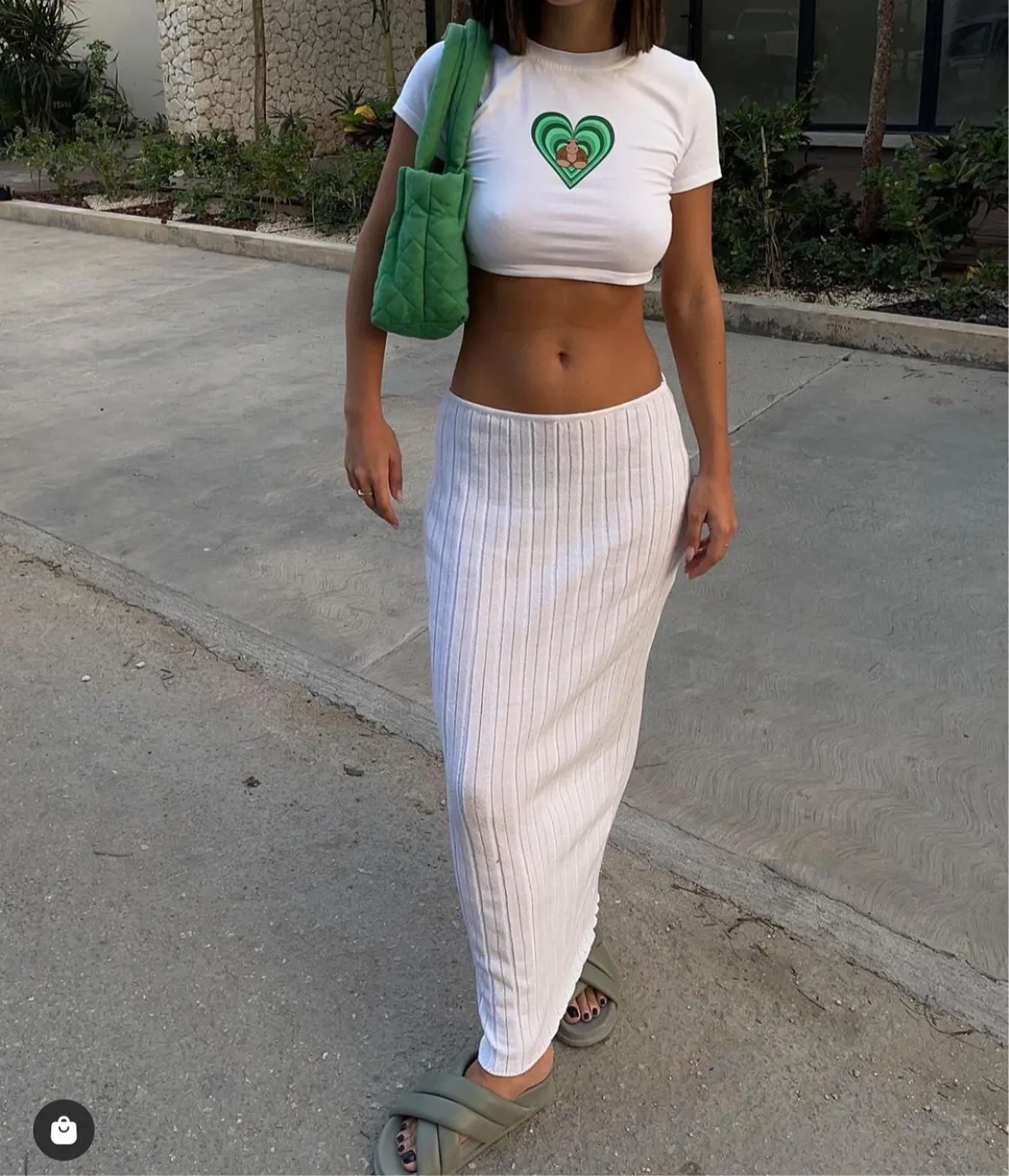 SNDY - Baha Ribbed Skirt in White