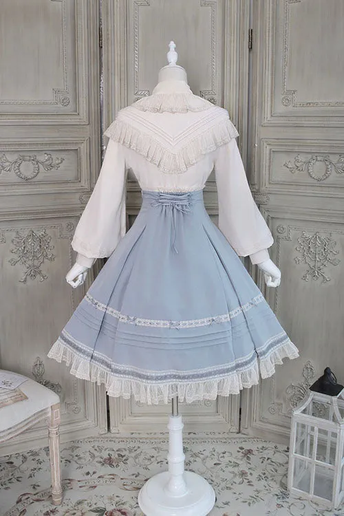Solid Color Baroque Manor Bowknot High Waisted Ruffled Sweet Lolita Skirt 3 Colors