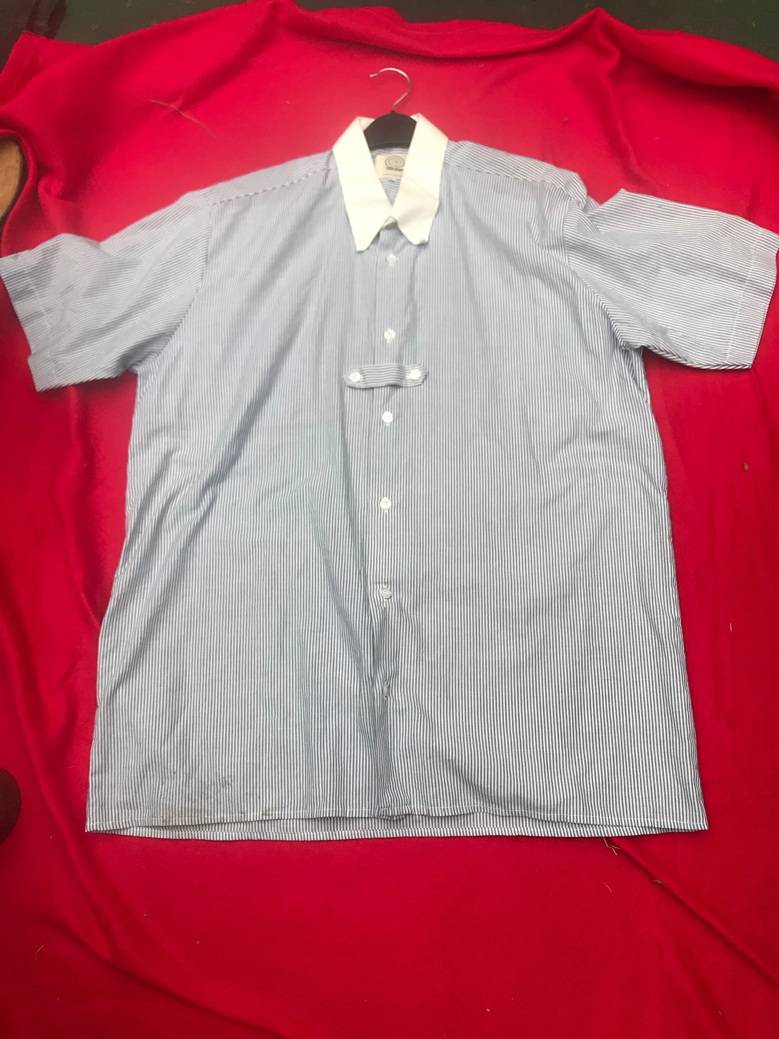 Spiral size 16 Striped shirt blue and white FREE POSTAGE