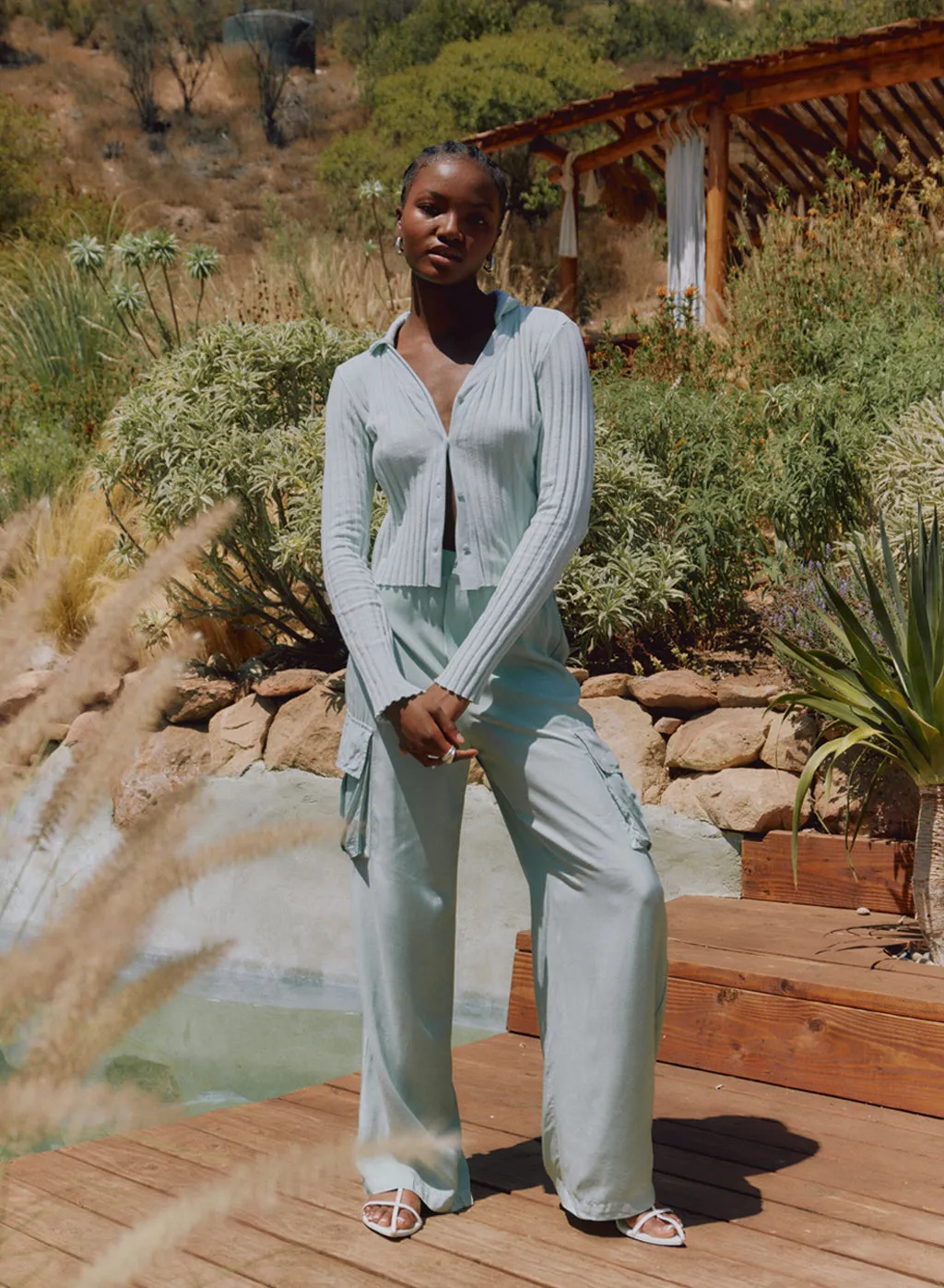 Stateside Viscose Satin Cargo Pant
