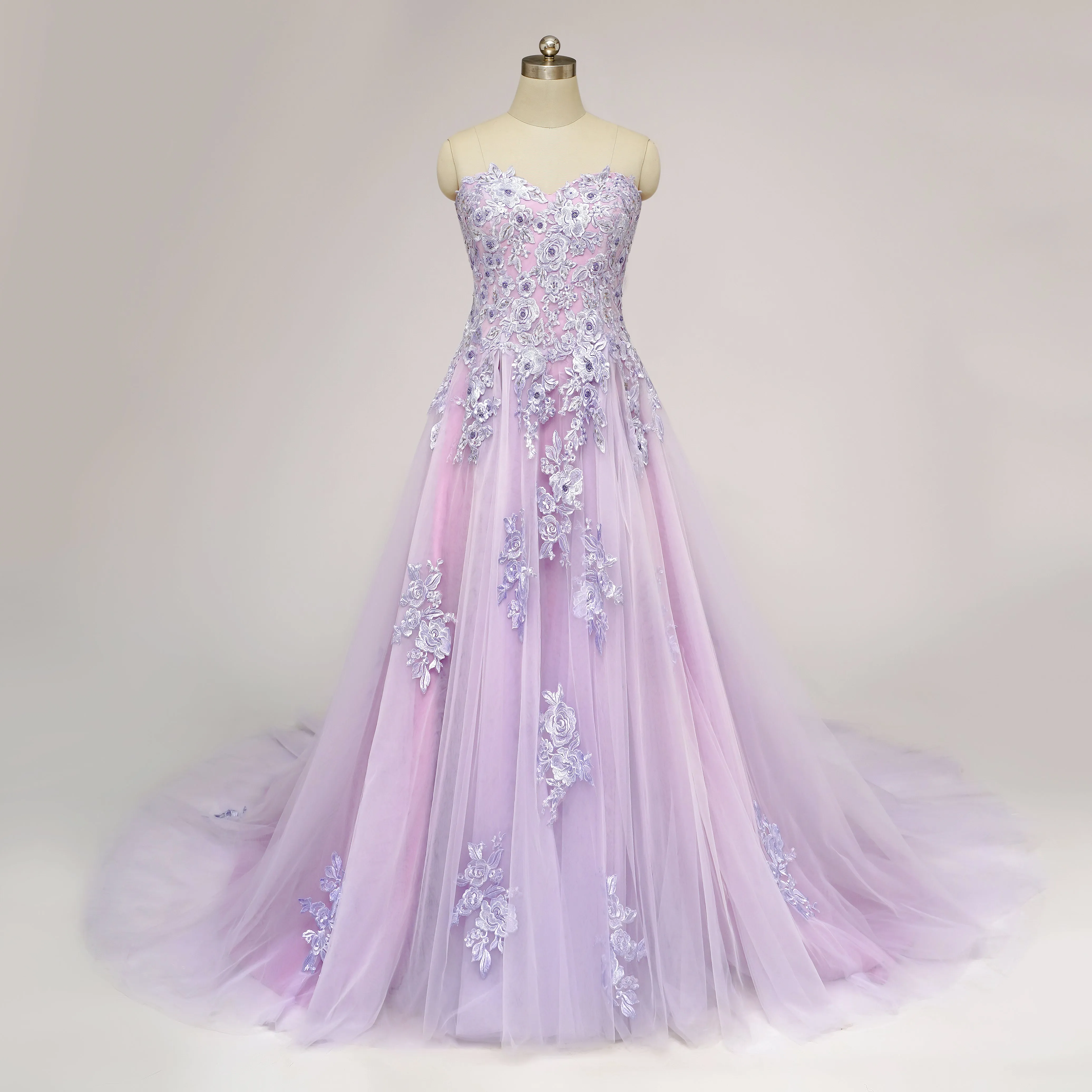 Strapless Purple Lace Wedding Dress ZORANA